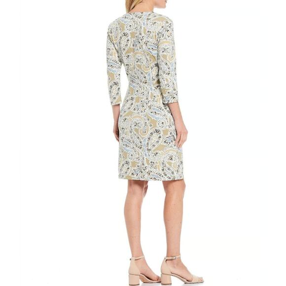 J. McLaughlin Taupe Carly Paisley V Neck Catalina Cloth Dress - Picture 2 of 10